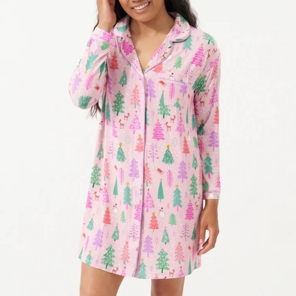 Little Sleepies Merry & Bright Women's Pink Sleep Shirt - Picture 14 of 14
